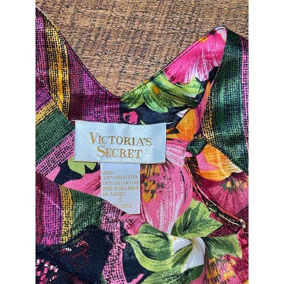 Womens Victorias Secret Floral Lace Pink Purple Chemise Nightie Gold Label Small - Picture 6 of 9